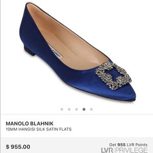 NWT Manolo Blahnik Hangisi Flats 9.5 Blue